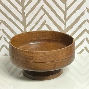 Vintage Walnut Bowl with Pedestal